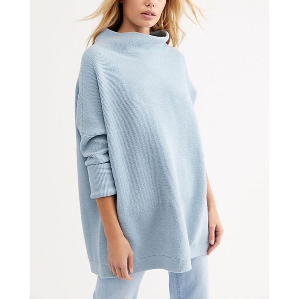 Free People Women's XS Powder Blue‎ Ottoman Sweater Oversized Tunic Soft Girl